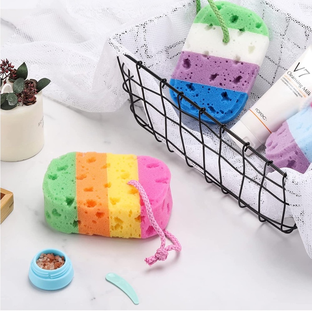 NWT Rainbow Bath Sponge Loofah Soft Bathing Pouf